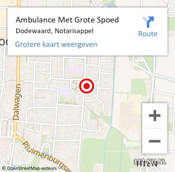 Locatie op kaart van de 112 melding: Ambulance Met Grote Spoed Naar Dodewaard, Notarisappel op 10 oktober 2017 00:53