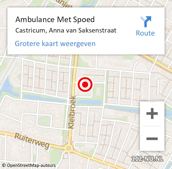 Locatie op kaart van de 112 melding: Ambulance Met Spoed Naar Castricum, Anna van Saksenstraat op 10 oktober 2017 02:38