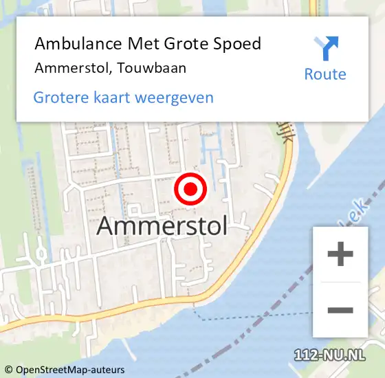 Locatie op kaart van de 112 melding: Ambulance Met Grote Spoed Naar Ammerstol, Touwbaan op 10 oktober 2017 03:59