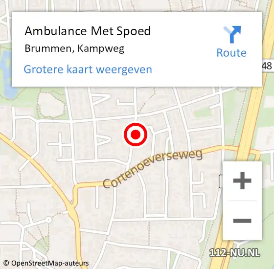 Locatie op kaart van de 112 melding: Ambulance Met Spoed Naar Brummen, Kampweg op 10 oktober 2017 04:45