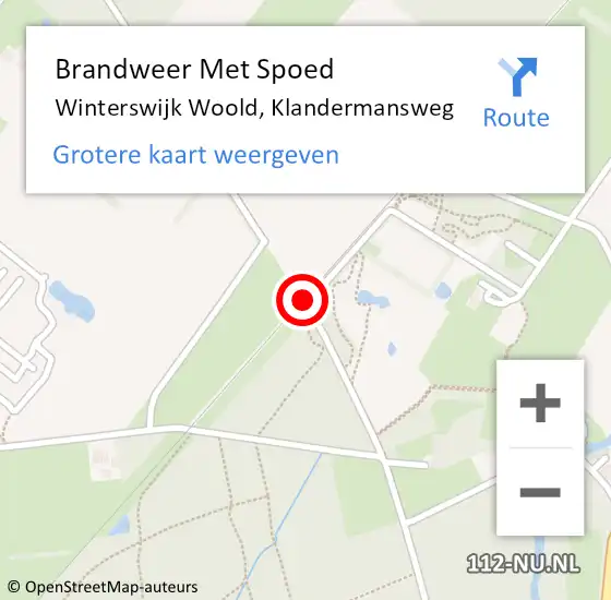 Locatie op kaart van de 112 melding: Brandweer Met Spoed Naar Winterswijk Woold, Klandermansweg op 10 oktober 2017 05:30