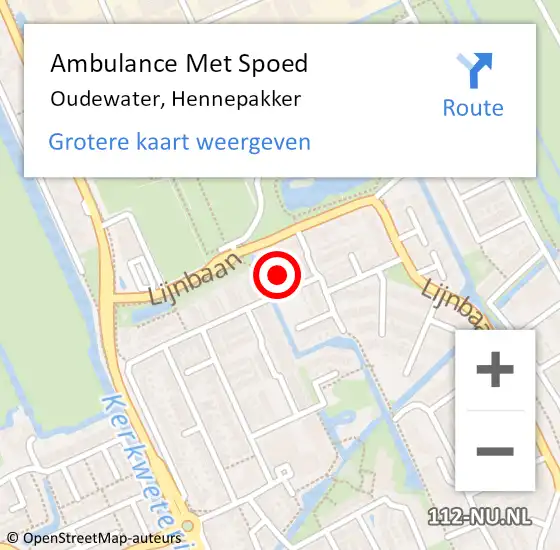 Locatie op kaart van de 112 melding: Ambulance Met Spoed Naar Oudewater, Hennepakker op 10 oktober 2017 05:57