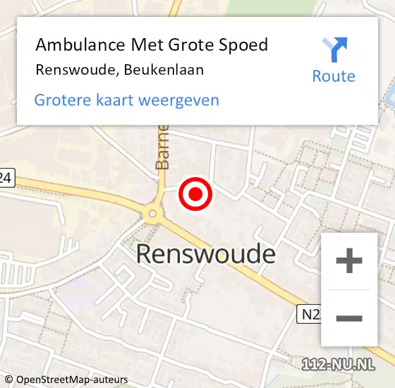 Locatie op kaart van de 112 melding: Ambulance Met Grote Spoed Naar Renswoude, Beukenlaan op 10 oktober 2017 06:04