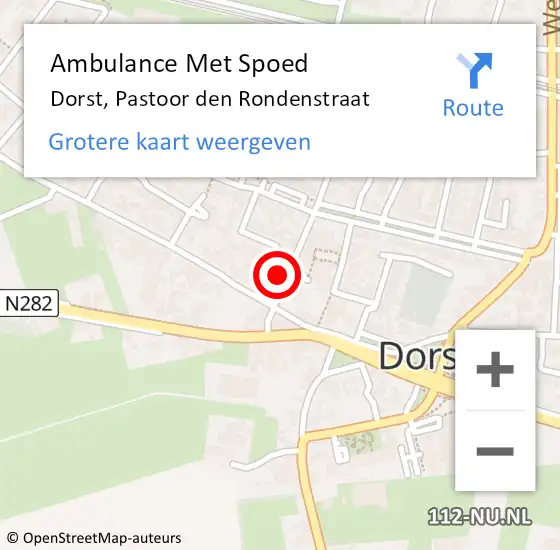 Locatie op kaart van de 112 melding: Ambulance Met Spoed Naar Dorst, Pastoor den Rondenstraat op 10 oktober 2017 06:22