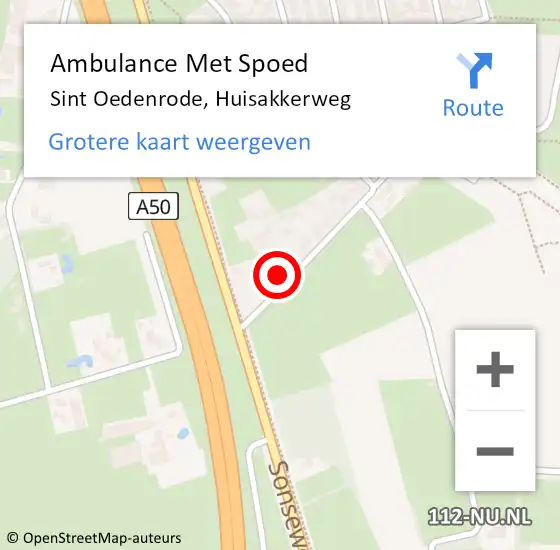Locatie op kaart van de 112 melding: Ambulance Met Spoed Naar Sint Oedenrode, Huisakkerweg op 10 oktober 2017 07:28