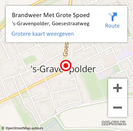 Locatie op kaart van de 112 melding: Brandweer Met Grote Spoed Naar 's-Gravenpolder, Goesestraatweg op 10 oktober 2017 08:17