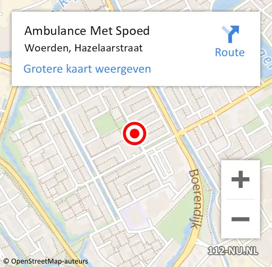 Locatie op kaart van de 112 melding: Ambulance Met Spoed Naar Woerden, Hazelaarstraat op 10 oktober 2017 08:21