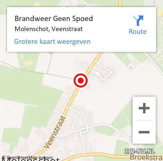 Locatie op kaart van de 112 melding: Brandweer Geen Spoed Naar Molenschot, Veenstraat op 10 oktober 2017 08:46