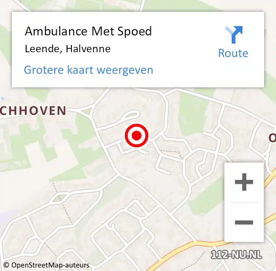 Locatie op kaart van de 112 melding: Ambulance Met Spoed Naar Leende, Halvenne op 10 oktober 2017 08:52