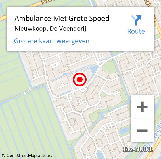 Locatie op kaart van de 112 melding: Ambulance Met Grote Spoed Naar Nieuwkoop, De Veenderij op 10 oktober 2017 08:55