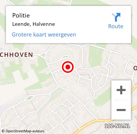 Locatie op kaart van de 112 melding: Politie Leende, Halvenne op 10 oktober 2017 09:05