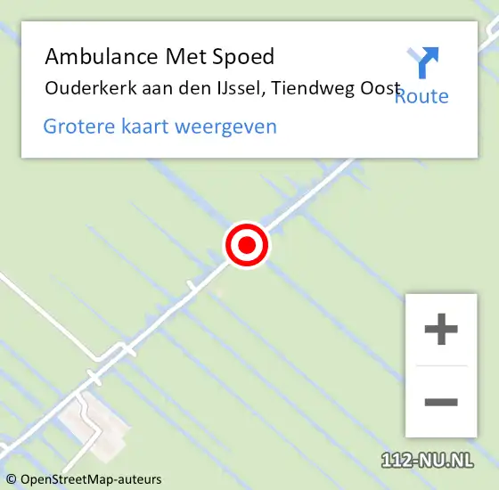 Locatie op kaart van de 112 melding: Ambulance Met Spoed Naar Ouderkerk aan den IJssel, Tiendweg Oost op 10 oktober 2017 09:31