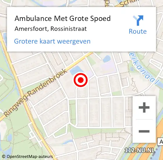 Locatie op kaart van de 112 melding: Ambulance Met Grote Spoed Naar Amersfoort, Rossinistraat op 10 oktober 2017 09:36