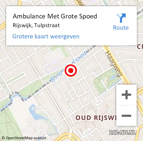 Locatie op kaart van de 112 melding: Ambulance Met Grote Spoed Naar Rijswijk, Tulpstraat op 10 oktober 2017 09:41