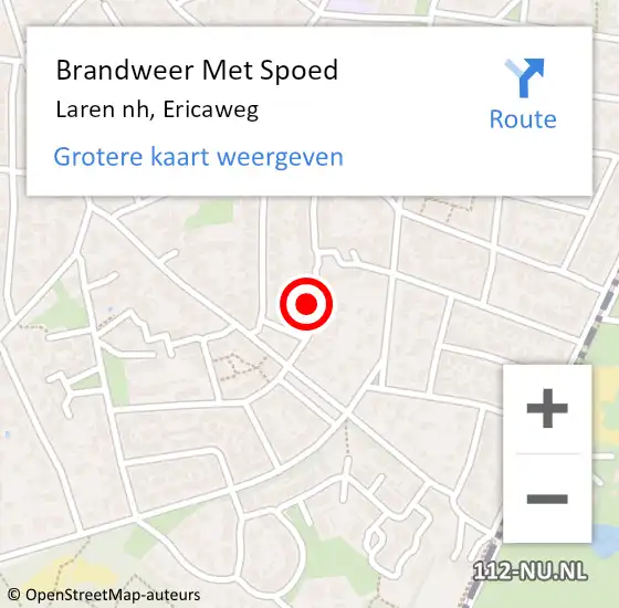 Locatie op kaart van de 112 melding: Brandweer Met Spoed Naar Laren nh, Ericaweg op 10 oktober 2017 09:43