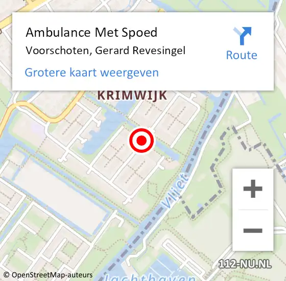 Locatie op kaart van de 112 melding: Ambulance Met Spoed Naar Voorschoten, Gerard Revesingel op 10 oktober 2017 10:06