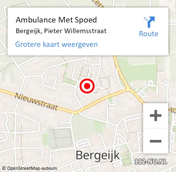 Locatie op kaart van de 112 melding: Ambulance Met Spoed Naar Bergeijk, Pieter Willemsstraat op 10 oktober 2017 10:08