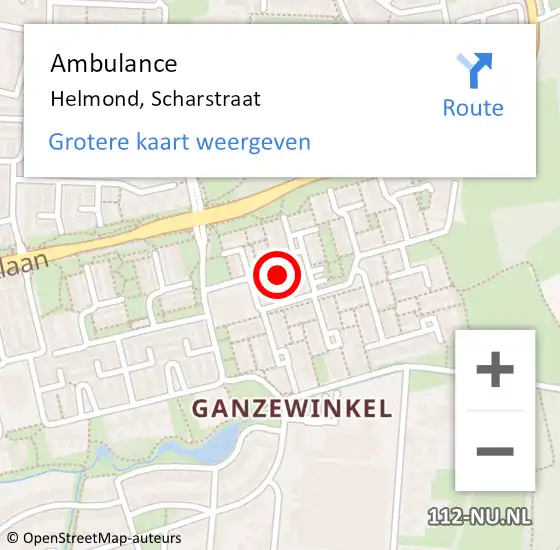 Locatie op kaart van de 112 melding: Ambulance Helmond, Scharstraat op 10 oktober 2017 10:18