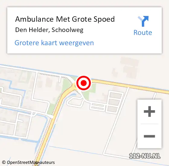 Locatie op kaart van de 112 melding: Ambulance Met Grote Spoed Naar Den Helder, Schoolweg op 10 oktober 2017 10:33