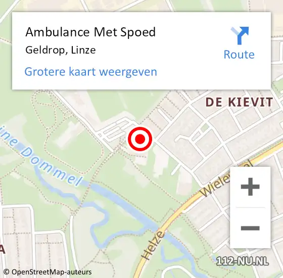 Locatie op kaart van de 112 melding: Ambulance Met Spoed Naar Geldrop, Linze op 10 oktober 2017 10:42