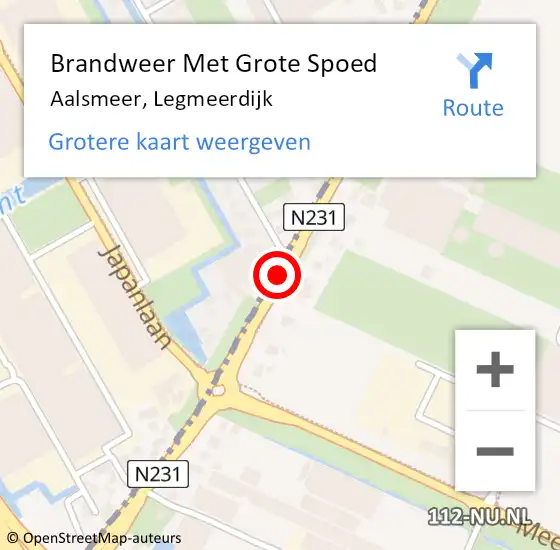 Locatie op kaart van de 112 melding: Brandweer Met Grote Spoed Naar Aalsmeer, Legmeerdijk op 10 oktober 2017 11:16