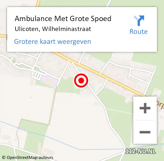 Locatie op kaart van de 112 melding: Ambulance Met Grote Spoed Naar Ulicoten, Wilhelminastraat op 10 oktober 2017 11:19