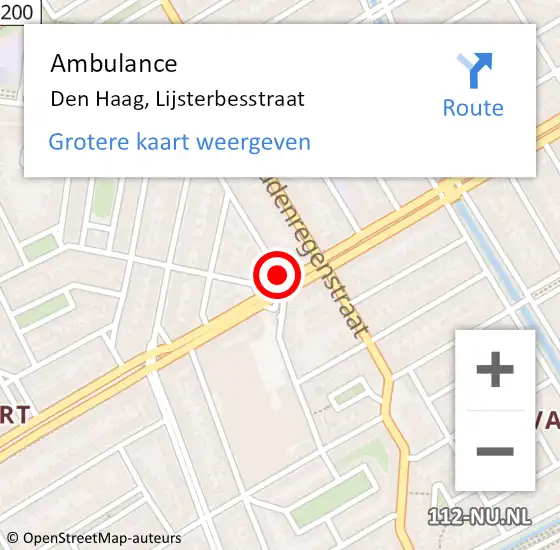 Locatie op kaart van de 112 melding: Ambulance Den Haag, Lijsterbesstraat op 10 oktober 2017 11:27
