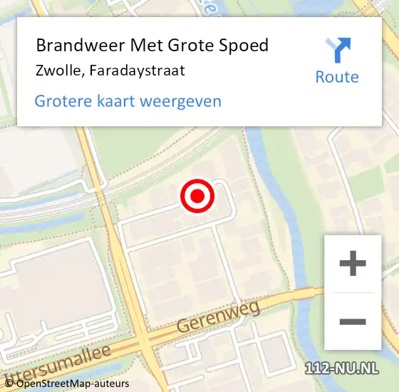 Locatie op kaart van de 112 melding: Brandweer Met Grote Spoed Naar Zwolle, Faradaystraat op 10 oktober 2017 11:33