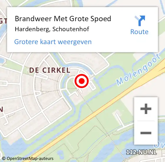 Locatie op kaart van de 112 melding: Brandweer Met Grote Spoed Naar Hardenberg, Schoutenhof op 10 oktober 2017 11:58