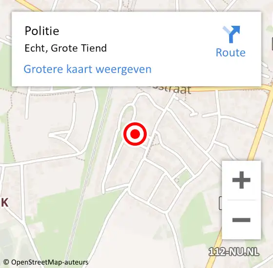 Locatie op kaart van de 112 melding: Politie Echt, Grote Tiend op 10 oktober 2017 12:00