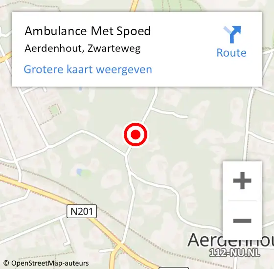 Locatie op kaart van de 112 melding: Ambulance Met Spoed Naar Aerdenhout, Zwarteweg op 10 oktober 2017 13:02