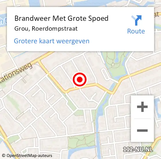 Locatie op kaart van de 112 melding: Brandweer Met Grote Spoed Naar Grou, Roerdompstraat op 10 oktober 2017 13:14