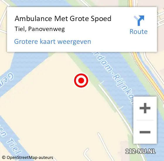 Locatie op kaart van de 112 melding: Ambulance Met Grote Spoed Naar Tiel, Panovenweg op 10 oktober 2017 13:25