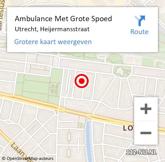 Locatie op kaart van de 112 melding: Ambulance Met Grote Spoed Naar Utrecht, Heijermansstraat op 10 oktober 2017 13:53