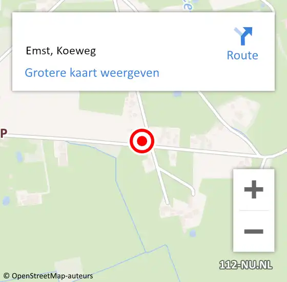 Locatie op kaart van de 112 melding:  Emst, Koeweg op 10 oktober 2017 16:48