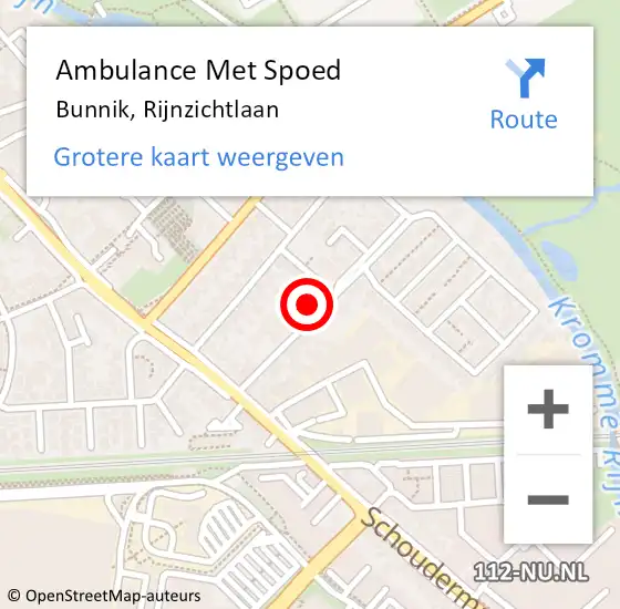 Locatie op kaart van de 112 melding: Ambulance Met Spoed Naar Bunnik, Rijnzichtlaan op 10 oktober 2017 18:28