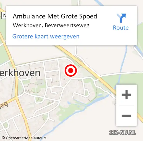 Locatie op kaart van de 112 melding: Ambulance Met Grote Spoed Naar Werkhoven, Beverweertseweg op 10 oktober 2017 19:04