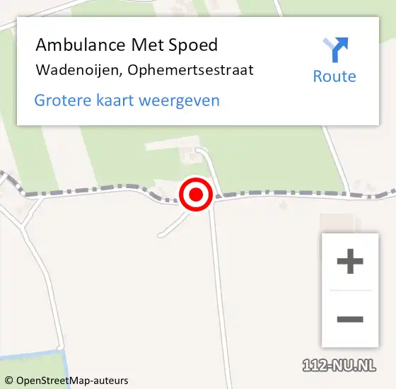 Locatie op kaart van de 112 melding: Ambulance Met Spoed Naar Wadenoijen, Ophemertsestraat op 10 oktober 2017 19:06