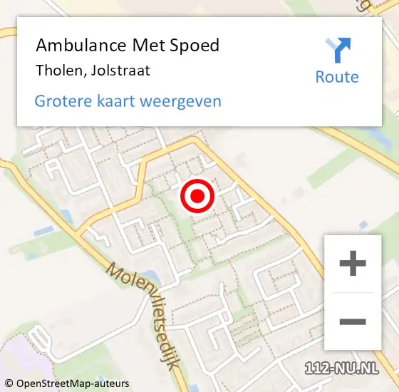 Locatie op kaart van de 112 melding: Ambulance Met Spoed Naar Tholen, Jolstraat op 10 oktober 2017 19:44