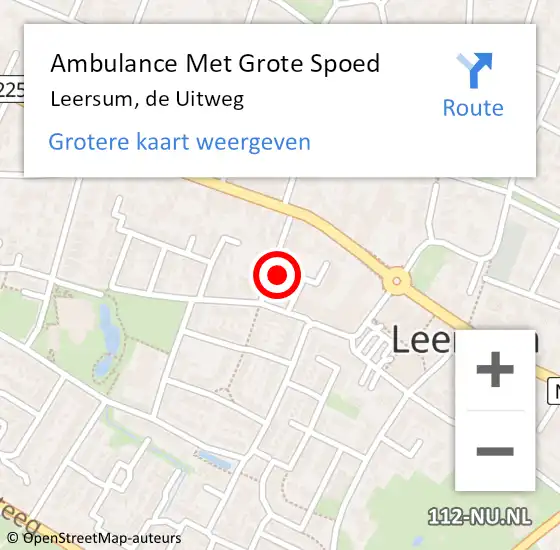 Locatie op kaart van de 112 melding: Ambulance Met Grote Spoed Naar Leersum, de Uitweg op 10 oktober 2017 19:44