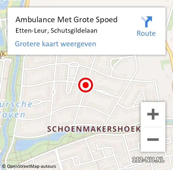 Locatie op kaart van de 112 melding: Ambulance Met Grote Spoed Naar Etten-Leur, Schutsgildelaan op 10 oktober 2017 20:18