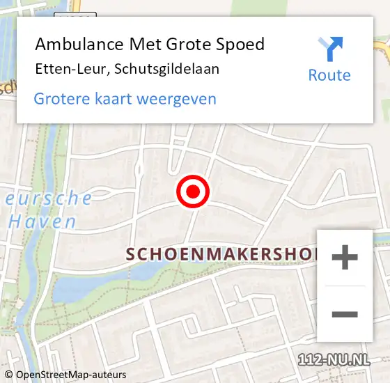 Locatie op kaart van de 112 melding: Ambulance Met Grote Spoed Naar Etten-Leur, Schutsgildelaan op 10 oktober 2017 20:19