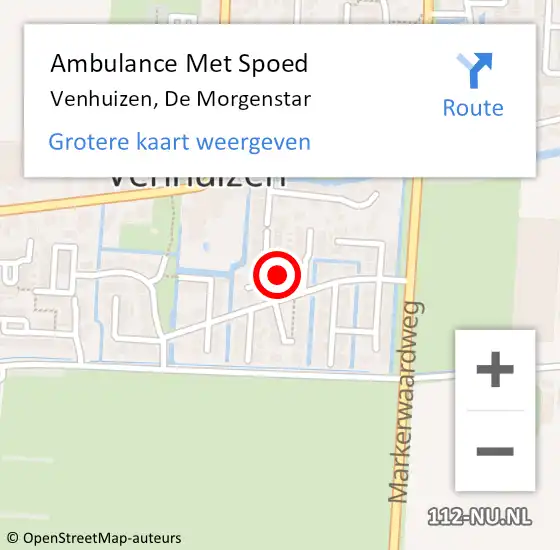Locatie op kaart van de 112 melding: Ambulance Met Spoed Naar Venhuizen, De Morgenstar op 10 oktober 2017 20:36