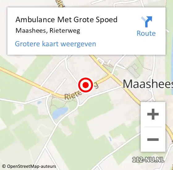 Locatie op kaart van de 112 melding: Ambulance Met Grote Spoed Naar Maashees, Rieterweg op 10 oktober 2017 20:37