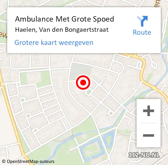 Locatie op kaart van de 112 melding: Ambulance Met Grote Spoed Naar Haelen, Van den Bongaertstraat op 10 oktober 2017 20:41