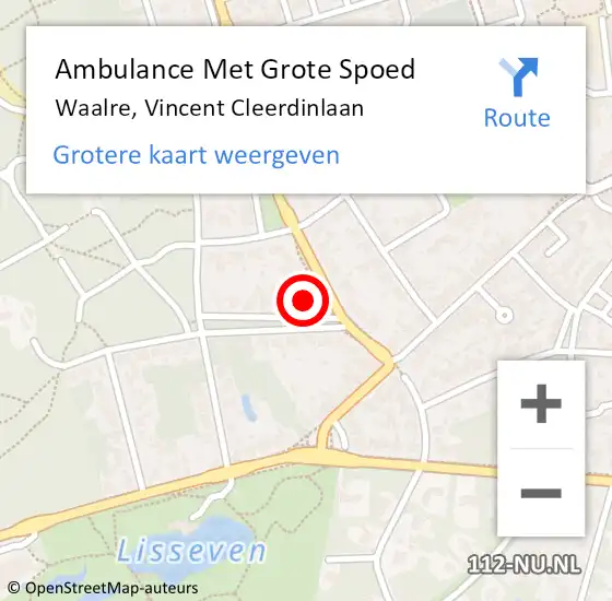 Locatie op kaart van de 112 melding: Ambulance Met Grote Spoed Naar Waalre, Vincent Cleerdinlaan op 10 oktober 2017 20:44