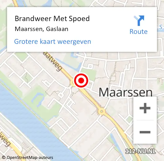 Locatie op kaart van de 112 melding: Brandweer Met Spoed Naar Maarssen, Gaslaan op 10 oktober 2017 22:37