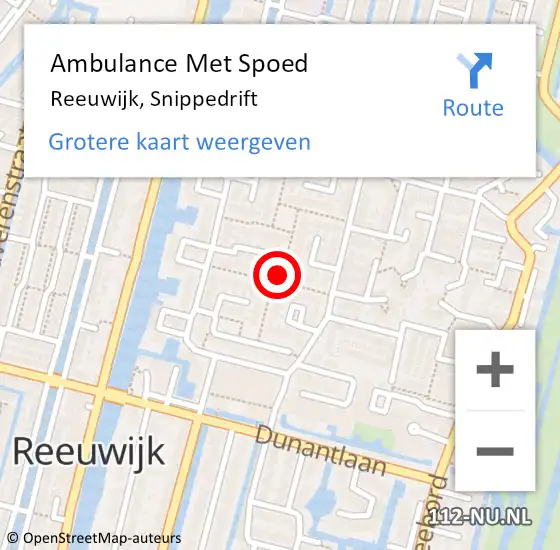 Locatie op kaart van de 112 melding: Ambulance Met Spoed Naar Reeuwijk, Snippedrift op 10 oktober 2017 22:56