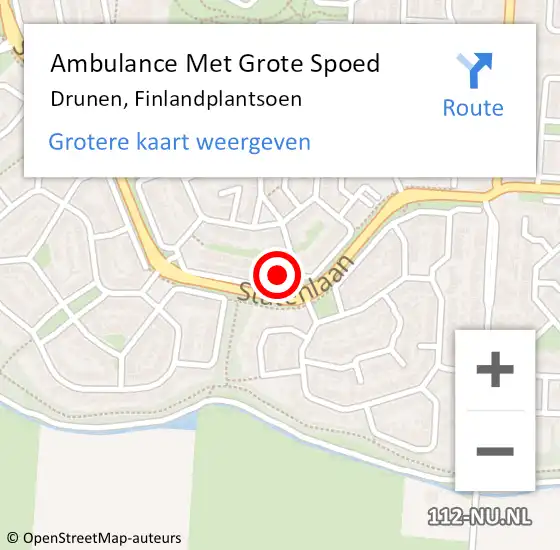 Locatie op kaart van de 112 melding: Ambulance Met Grote Spoed Naar Drunen, Finlandplantsoen op 10 oktober 2017 23:47