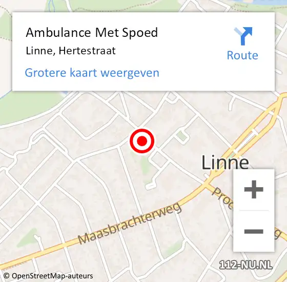 Locatie op kaart van de 112 melding: Ambulance Met Spoed Naar Linne, Hertestraat op 21 september 2013 11:00